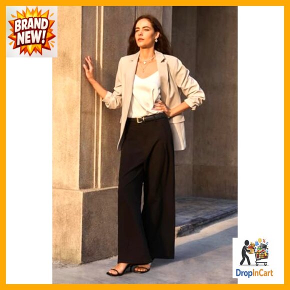 Open Front Blazer Slim Fit Long Sleeve Work Office Casual Chic Minimal - Picture 5 of 7